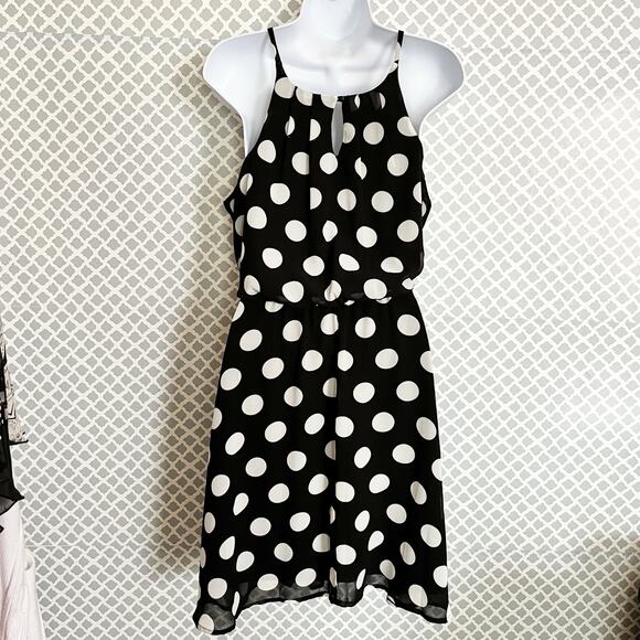FRANCESCA’S | MI AMI Polka Dot Halter Dress – Black/White – Size L – NWT! - Picture 7 of 9